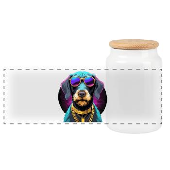 Deutsch Drahthaar Gangsta Gangster Hund Geschenk - Panorama Keksdose mit Holzdeckel - Weiß - Vorne