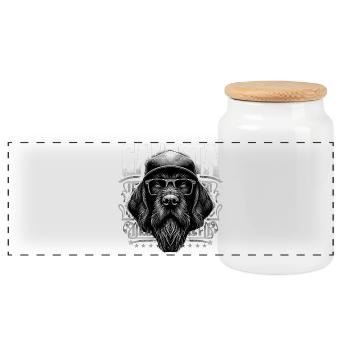 Deutsch Drahthaar Gangsta Gangster Hund Brille Ges - Panorama Keksdose mit Holzdeckel - Weiß - Vorne