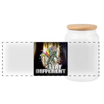 Imperial Unicorn - Stay Different - Panoramic Cookie Jar with Wooden Lid - white - Front