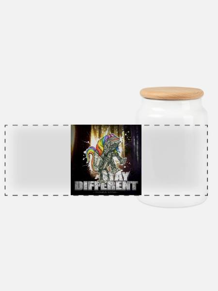 imperial unicorn - stay different - Panorama Keksdose mit Holzdeckel - Weiß