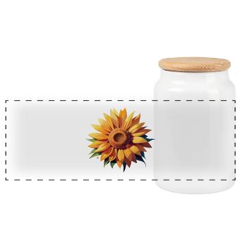 Été solaire du tournesol - Boîte à biscuits avec couvercle en bois - blanc - Devant
