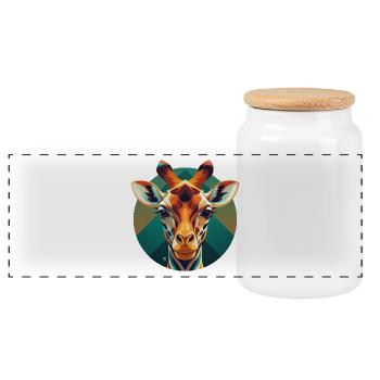 Prisme Girafe Circulaire - Boîte à biscuits avec couvercle en bois - blanc - Devant