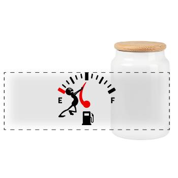 Refuelling at the pump Electric energy drive - Panoramic Cookie Jar with Wooden Lid - white - Front