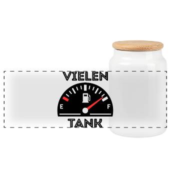 Gas Station Gasoline Refueling Statement Fuel Pump - Panoramic Cookie Jar with Wooden Lid - white - Front