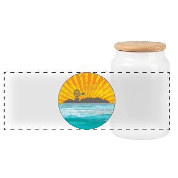 Sunset over coastal landscape - Panoramic Cookie Jar with Wooden Lid - white - Front