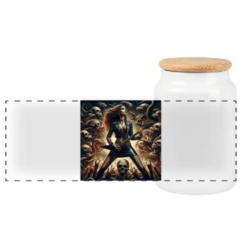 Heavy metal in eternity - Panoramic Cookie Jar with Wooden Lid - white - Front