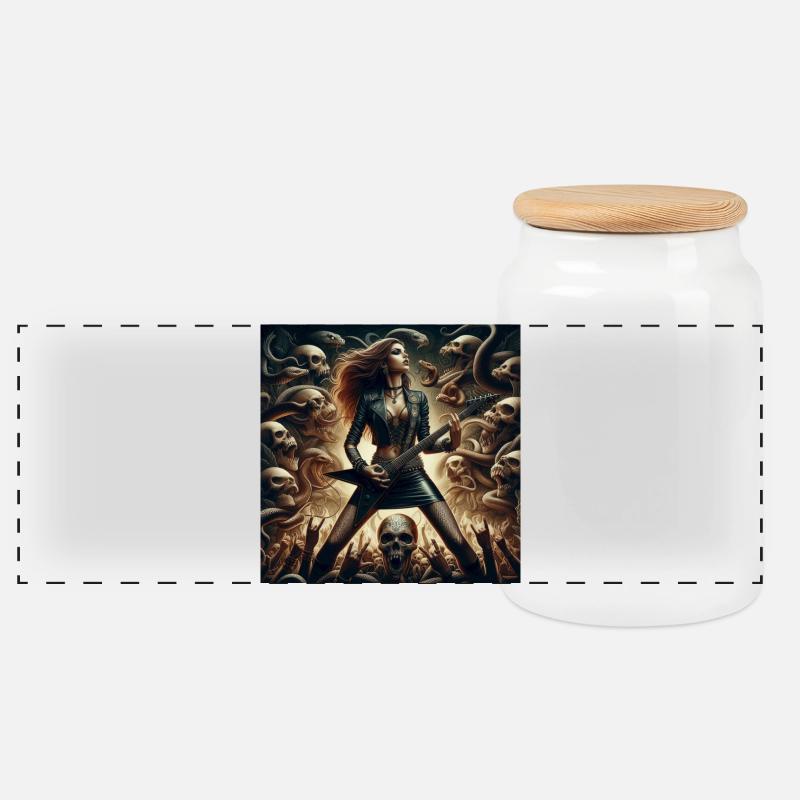 Heavy metal in eternity - Panoramic Cookie Jar with Wooden Lid - white