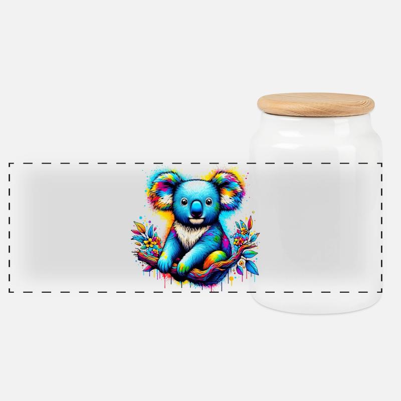 Koala - Panorama Keksdose mit Holzdeckel - Weiß