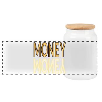 MONEY WEALTH - Panoramic Cookie Jar with Wooden Lid - white - Front
