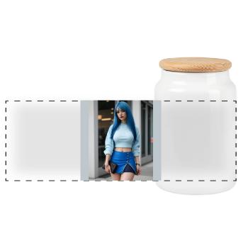 Blau mit femininem Stil - Panorama Keksdose mit Holzdeckel - Weiß - Vorne