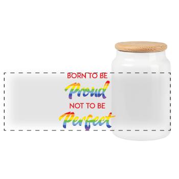 LGBT Pride Month - Geboren, um stolz zu sein - Panorama Keksdose mit Holzdeckel - Weiß - Vorne