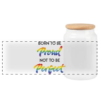 LGBT Pride Month - Geboren, um stolz zu sein - Panorama Keksdose mit Holzdeckel - Weiß - Vorne
