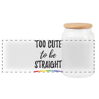Mois de la fierté LGBT - Trop mignon pour être hétéro - Boîte à biscuits avec couvercle en bois - blanc - Devant