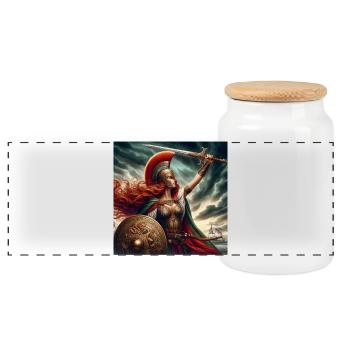 Power of a Celtic Warrior - Panoramic Cookie Jar with Wooden Lid - white - Front