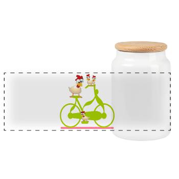 POULAILLER POULETS - VÉLO - Boîte à biscuits avec couvercle en bois - blanc - Devant