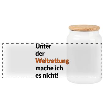 IRONIE WELTRETTUNG - HELDEN - Panorama Keksdose mit Holzdeckel - Weiß - Vorne
