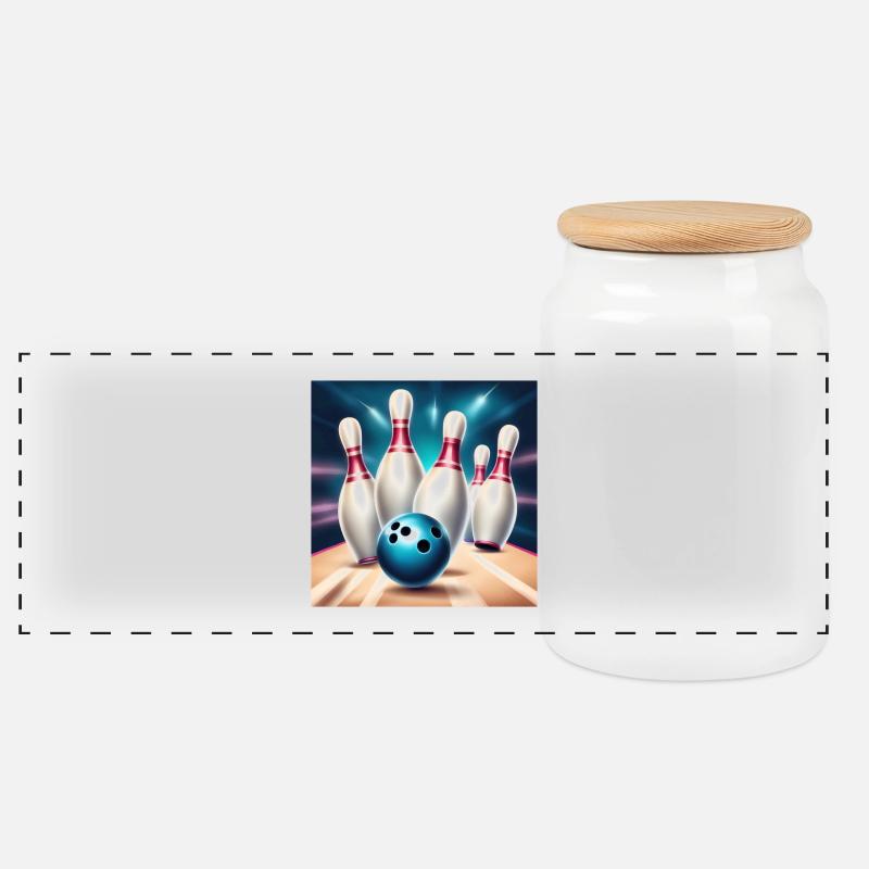 Bowling, Bowlingbahn, Bowling - Panorama Keksdose mit Holzdeckel - Weiß