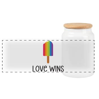 LGBTQ Pride Month - Liebe gewinnt - Panorama Keksdose mit Holzdeckel - Weiß - Vorne