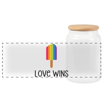 LGBTQ Pride Month - Love Wins - Panoramic Cookie Jar with Wooden Lid - white - Front