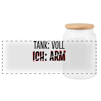 Car Funny Sayings Refueling Gas Station Petrol Pump - Panoramic Cookie Jar with Wooden Lid - white - Front