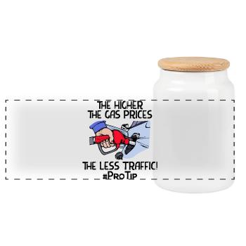 Déclaration sur le stockage d’énergie de la pompe à essence - Boîte à biscuits avec couvercle en bois - blanc - Devant