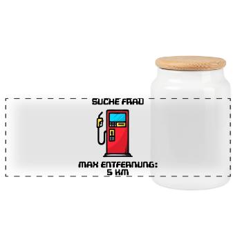 Fuel Pump Energy Energy Storage Statement Refueling - Panoramic Cookie Jar with Wooden Lid - white - Front