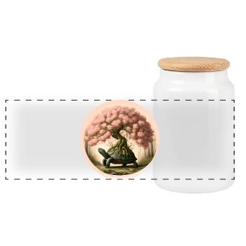 Tortue avec un bonsaï sur sa carapace - Boîte à biscuits avec couvercle en bois - blanc - Devant