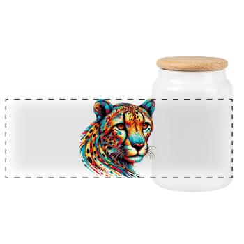 Guépard - Boîte à biscuits avec couvercle en bois - blanc - Devant