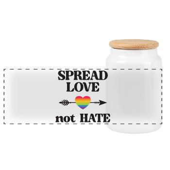 LGBT Pride Month - Spread Love Not Hate - Panoramic Cookie Jar with Wooden Lid - white - Front