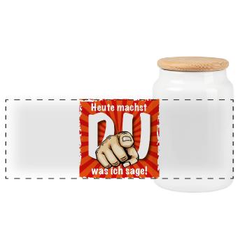 Starker Spruch - Panorama Keksdose mit Holzdeckel - Weiß - Vorne