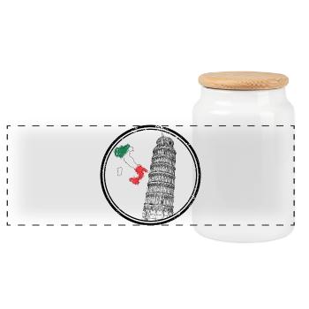 Italien Karte Flagge Farben - Panorama Keksdose mit Holzdeckel - Weiß - Vorne