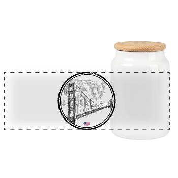 Carte de la silhouette du pont américain - Boîte à biscuits avec couvercle en bois - blanc - Devant
