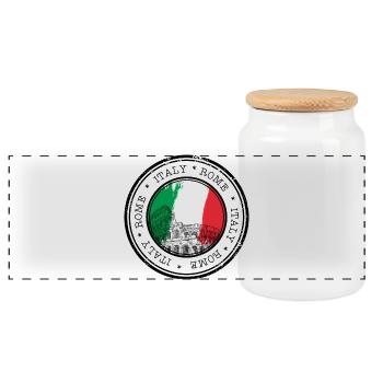 Kolosseum Circle Italia Flagge - Panorama Keksdose mit Holzdeckel - Weiß - Vorne