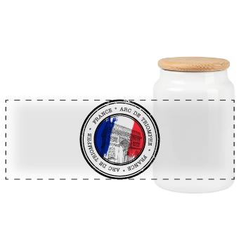 Arc de Paris Cercle Tricolore - Boîte à biscuits avec couvercle en bois - blanc - Devant