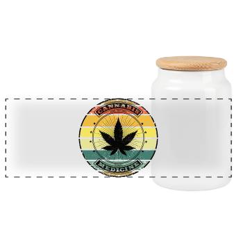 Retro Weed - Vintage Cannabis Leaf - Panorama Keksdose mit Holzdeckel - Weiß - Vorne