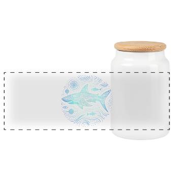 Requin motifs aborigènes australie nuances bleu - Boîte à biscuits avec couvercle en bois - blanc - Devant