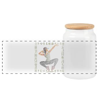Breakdance woman, hiphop dancer pattern Egypt - Panoramic Cookie Jar with Wooden Lid - white - Front