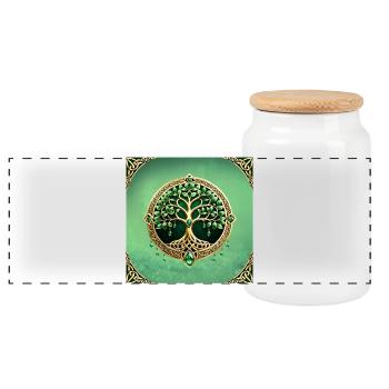 The tree of life with Celtic knots. - Panoramic Cookie Jar with Wooden Lid - white - Front