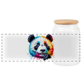 Panda - Panorama Keksdose mit Holzdeckel - Weiß - Vorne