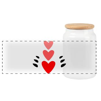 MOM. MOTHER'S DAY. HEART. HAPPY BIRTHDAY - Panoramic Cookie Jar with Wooden Lid - white - Front