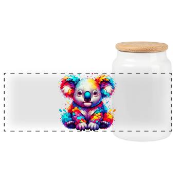 Koala - Panorama Keksdose mit Holzdeckel - Weiß - Vorne