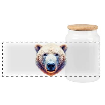 Weißer Eisbär - Panorama Keksdose mit Holzdeckel - Weiß - Vorne