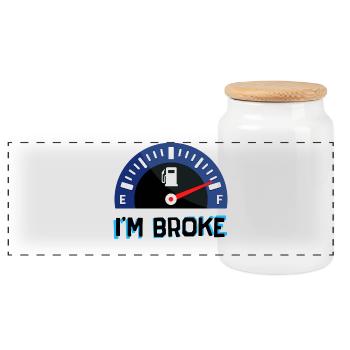 Refueling Gas Station Gasoline Pump Statement - Panoramic Cookie Jar with Wooden Lid - white - Front