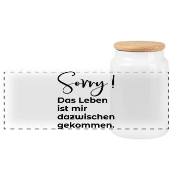 AUSREDE - ZEITMANAGEMENT - Panorama Keksdose mit Holzdeckel - Weiß - Vorne