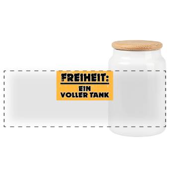 Electricity Electrical Energy Refueling Statement Gasoline - Panoramic Cookie Jar with Wooden Lid - white - Front