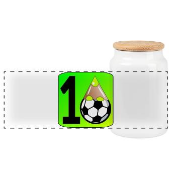 10 Jahre - 10. Geburtstag Fußballspieler Kinder - Panorama Keksdose mit Holzdeckel - Weiß - Vorne