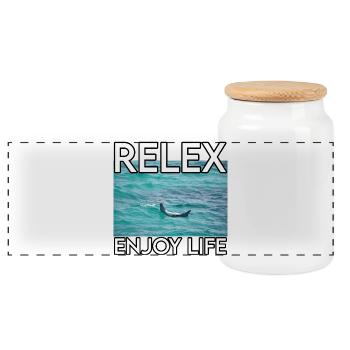 Détendez-vous au bord de la mer – joie de vivre - Boîte à biscuits avec couvercle en bois - blanc - Devant