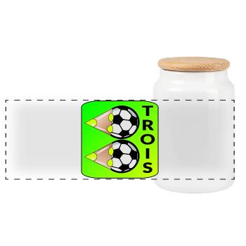 Trois Football - 3ème anniversaire Enfants - Boîte à biscuits avec couvercle en bois - blanc - Devant