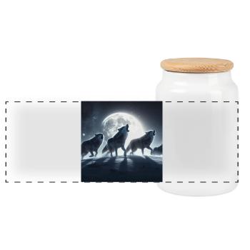 Le hurlement des loups - Boîte à biscuits avec couvercle en bois - blanc - Devant