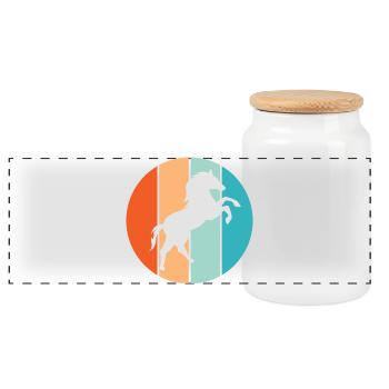 Pferd retro Farben Galopp Tiere Natur Illustration - Panorama Keksdose mit Holzdeckel - Weiß - Vorne